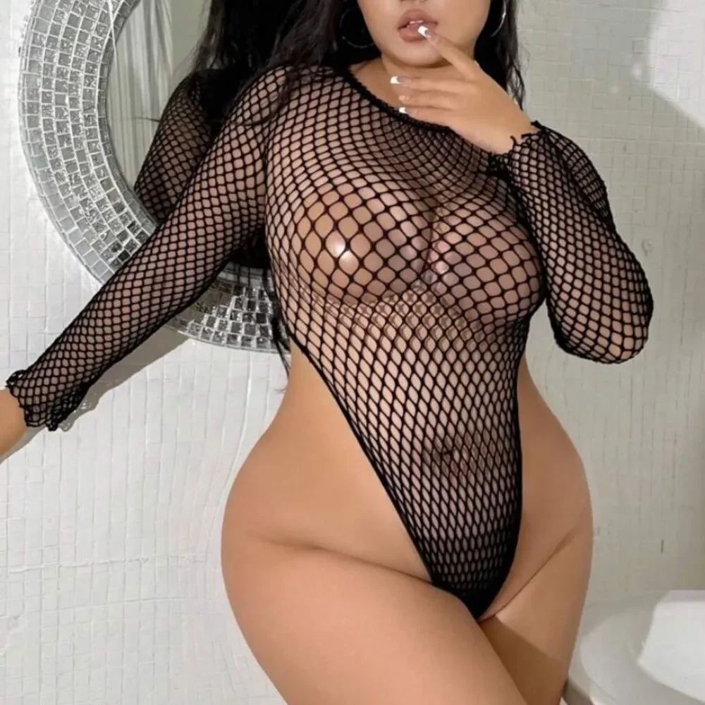 3for$20 Classic Sexy Women mSexy Lingerie Fishnet Long Sleeve Bodysuit